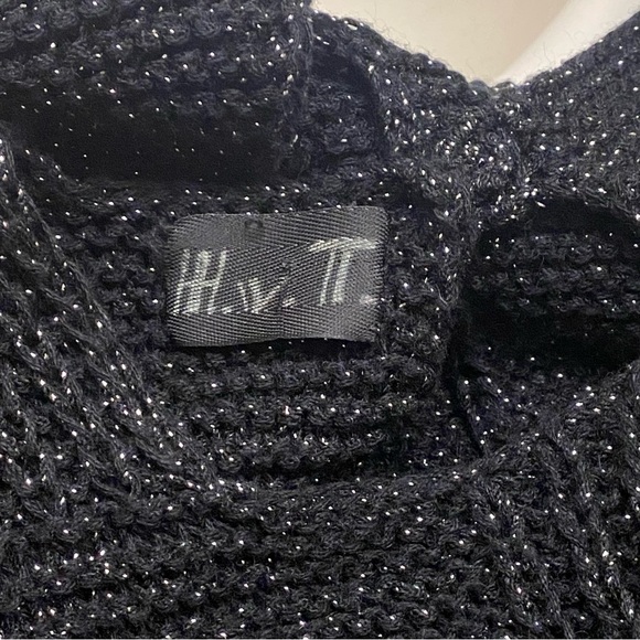 Vintage H.v.T. Black and Silver Lurex Crochet Knit Top Size Small - Picture 7 of 7